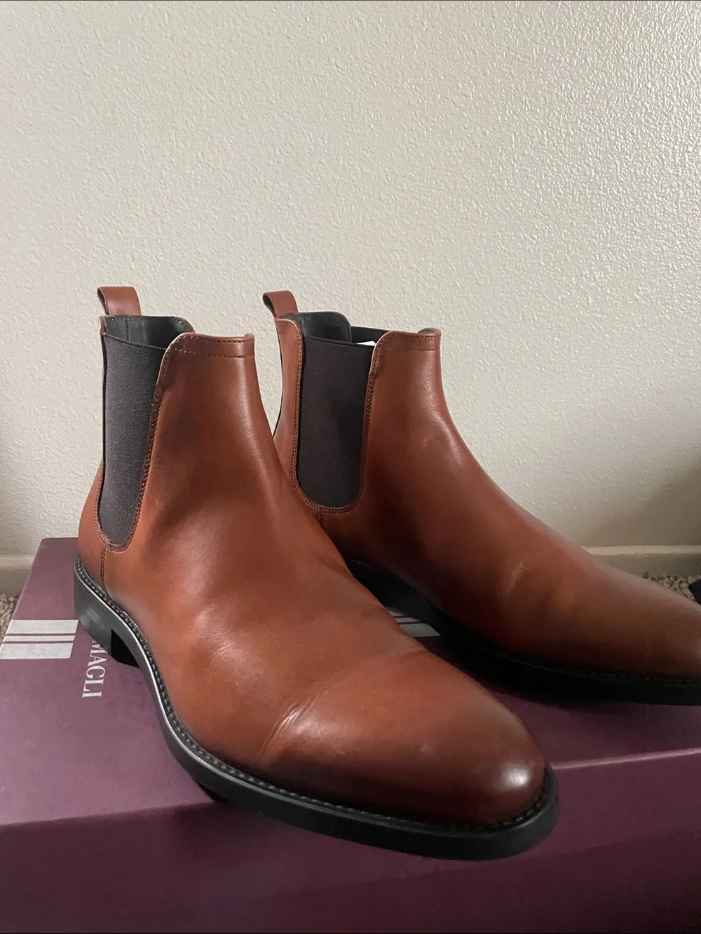 Bruno Magli Tan Leather Chukka Chelsea Boots